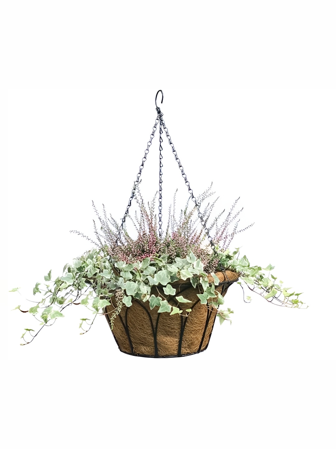 

Garden Deco Brown & Black 4 Pieces Round Hanging Gothic Basket With Coco Coir Liner