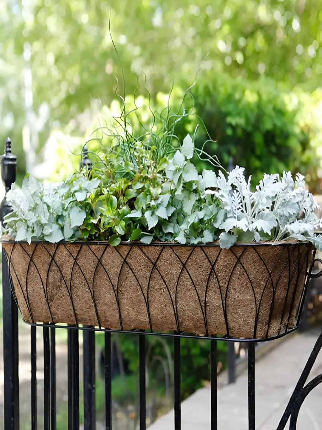 

Garden Deco Black & Brown Textured Wall Trough With Coir Liner