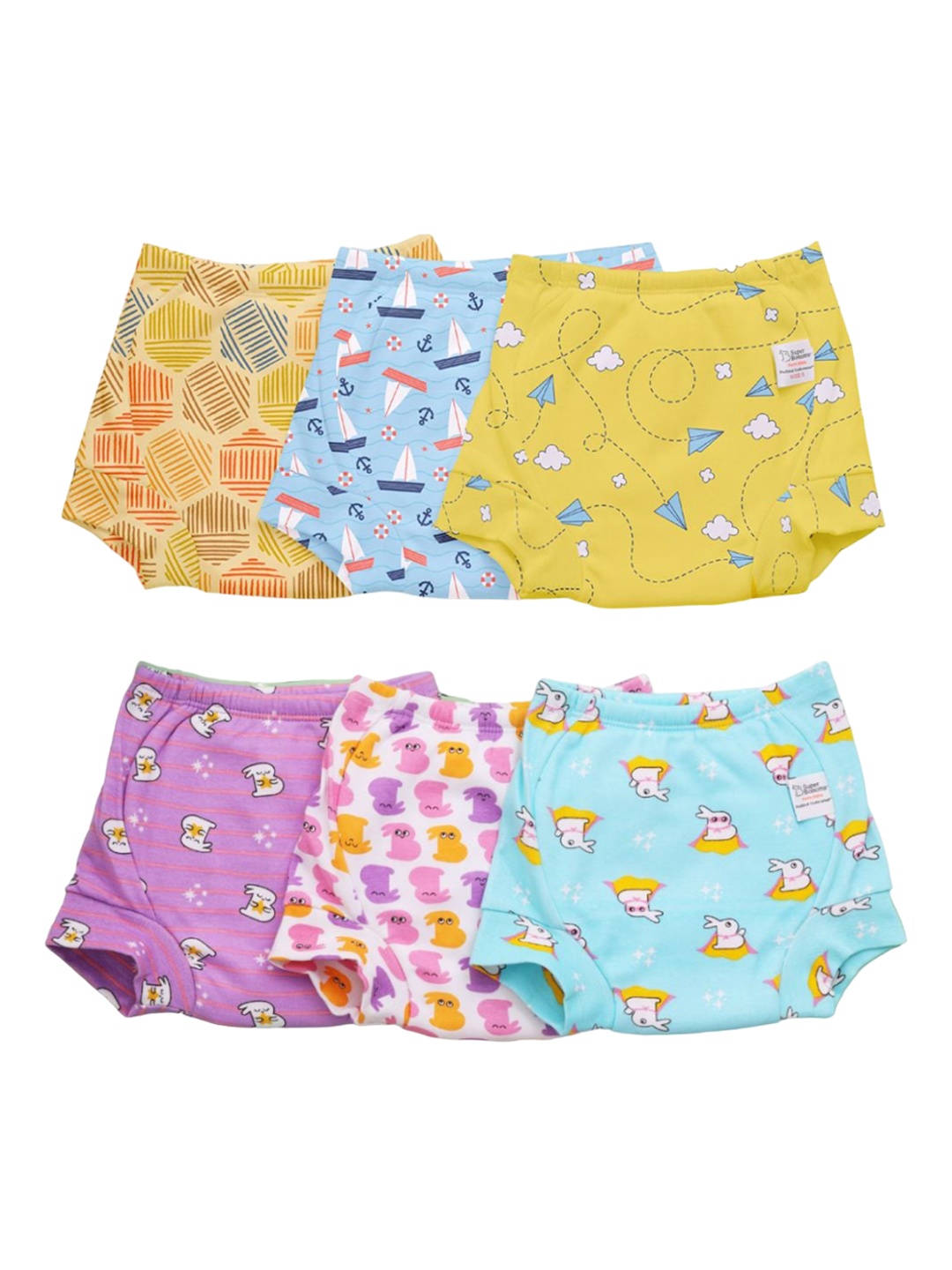 

SuperBottoms Set Of 6 Padded Underwear, Blue