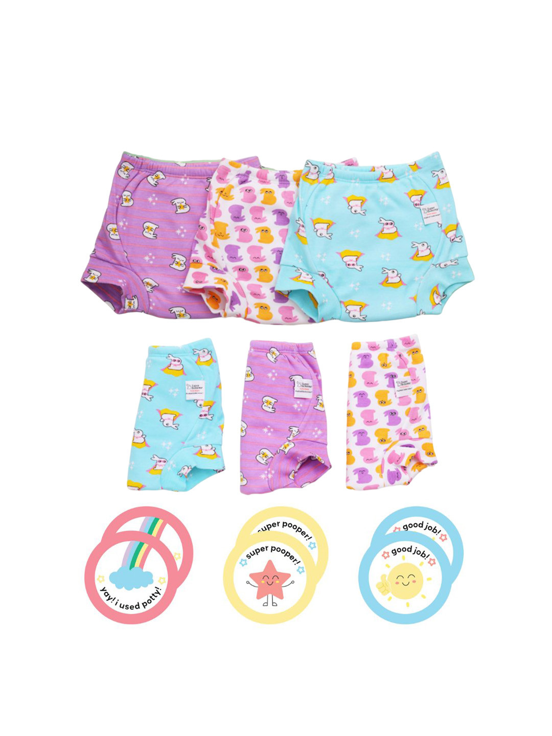 

SuperBottoms Padded Underwear & Potty Training Colour Changing Sticker, Purple