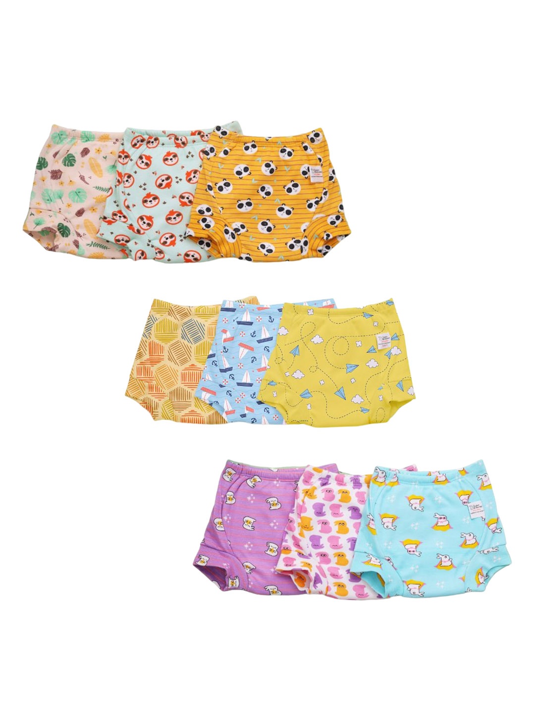 

SuperBottoms Set of 9 Super DryFeel Layer Pure Cotton Padded Potty Training Underwear, Multi