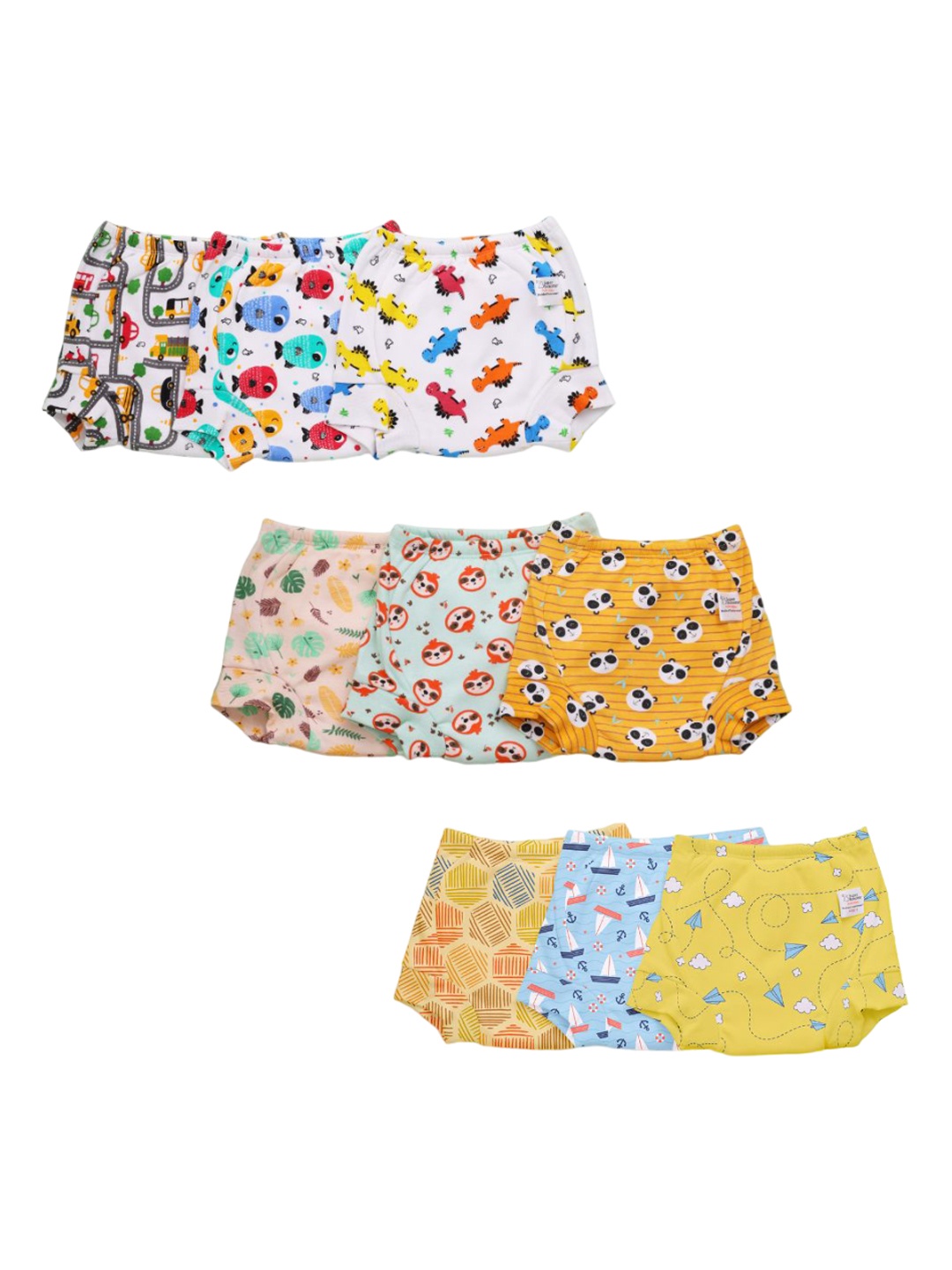 

SuperBottoms Set of 9 Super DryFeel Layer Pure Cotton Padded Potty Training Underwear, Multi