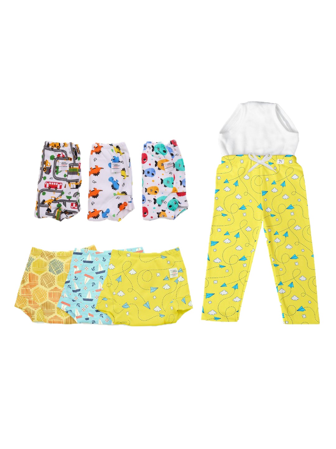 

SuperBottoms Set of 6 DryFeel Layer Padded Potty Training Underwear with 1 Diaper Pants, Multi