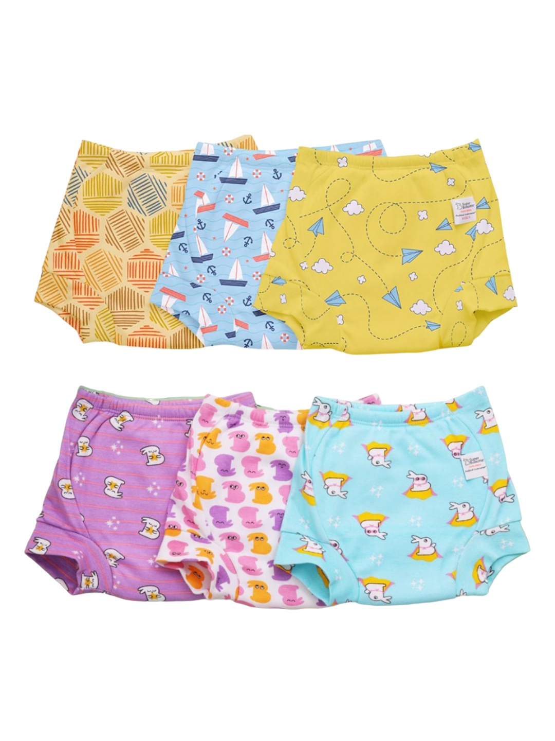 

SuperBottoms Set of 6 Super DryFeel Layer Pure Cotton Padded Potty Training Underwear, Multi