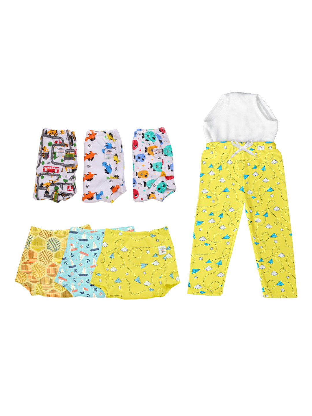 

SuperBottoms Set of 6 Super DryFeel Layer Padded Diapers with Diaper Pants, Multi