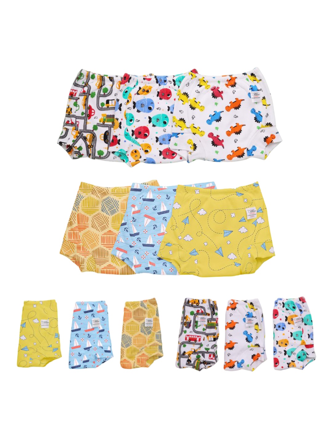 

SuperBottoms Set of 12 Super DryFeel Layer Pure Cotton Potty Training Padded Underwear, Multi