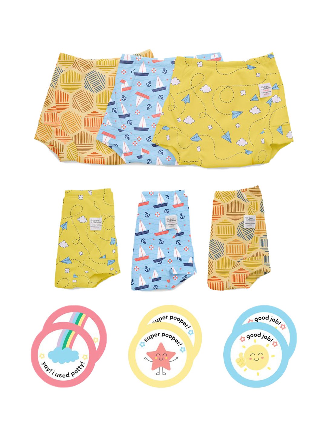 

SuperBottoms Set of 6 Super DryFeel Layer Padded Underwear with 6 Colour Changing Sticker, Multi