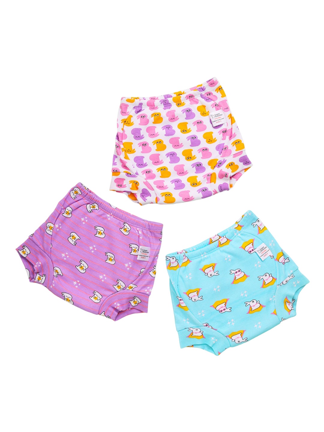 

SuperBottoms Set Of 3 Super DryFeel Layer Pure Cotton Padded Potty Training Underwear, Purple