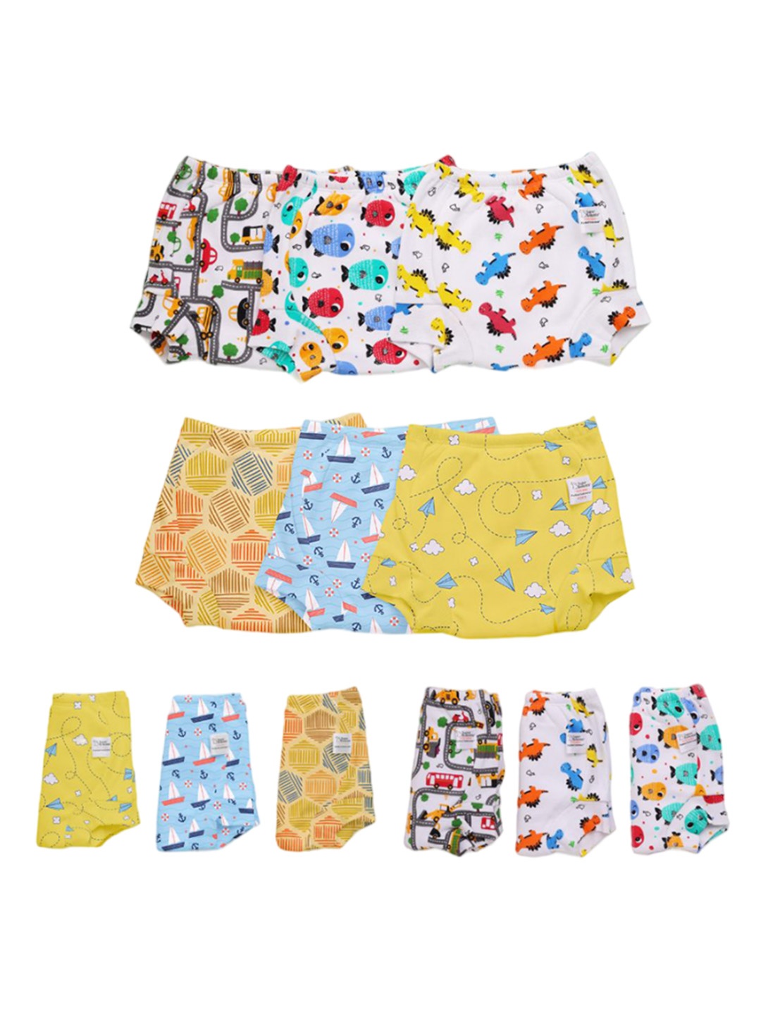 

SuperBottoms Set Of 12 Super DryFeel Layer Pure Cotton Padded Potty Training Underwear, Yellow