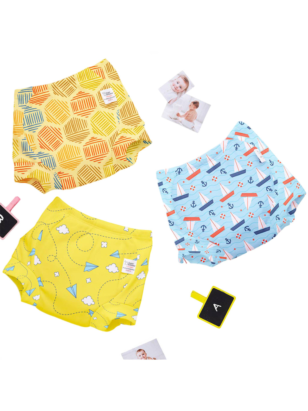 

SuperBottoms Set Of 6 Padded Underwear With Potty Training Colour Changing Sticker, Yellow