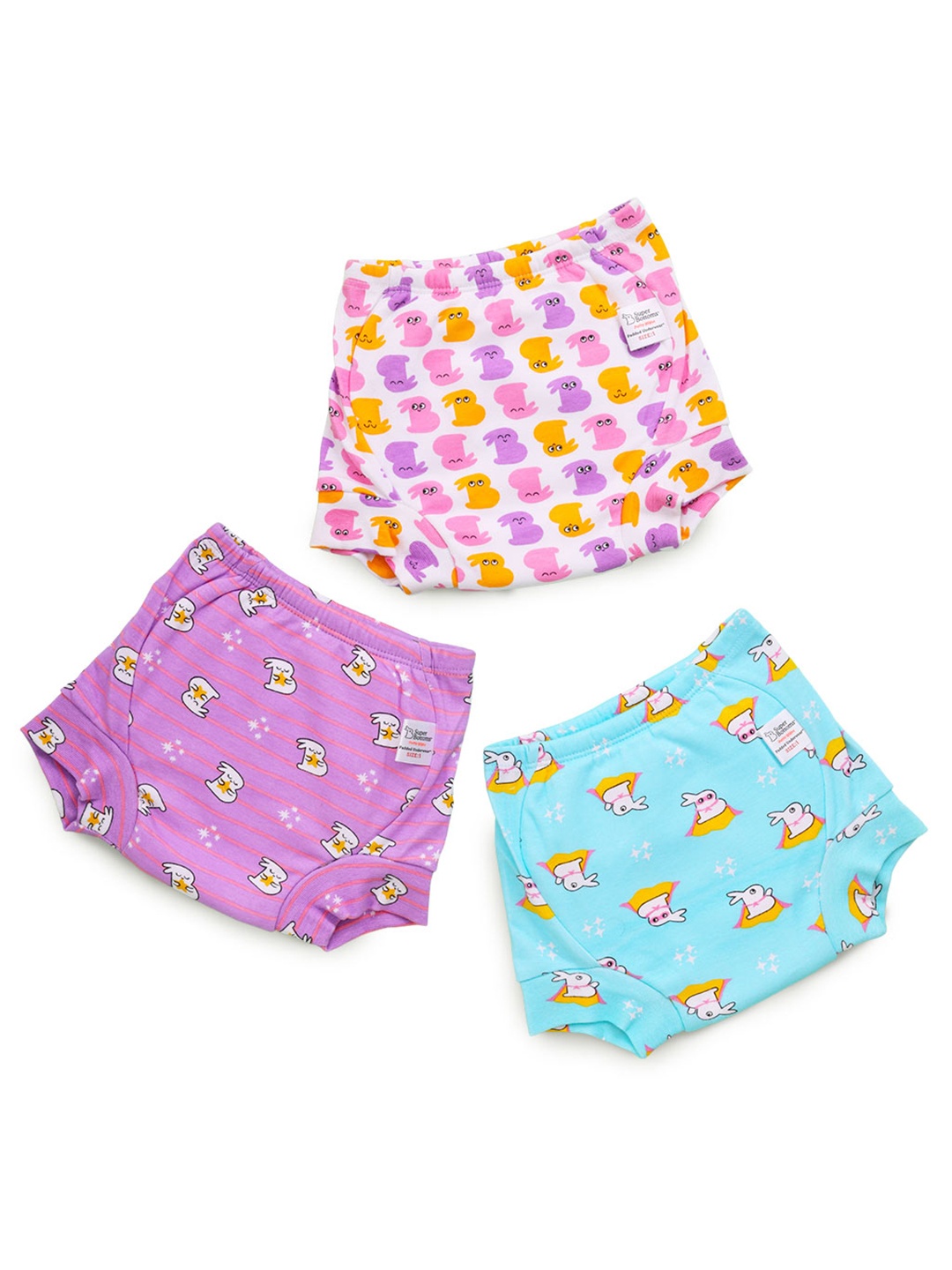 

SuperBottoms Set Of 6 Printed Cotton Padded Diapers, Blue