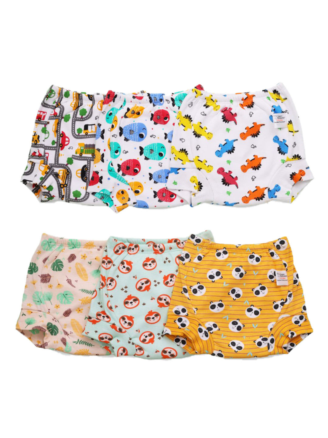 

SuperBottoms Set Of 6 Super DryFeel Layer Pure Cotton Padded Potty Training Underwears, Multi