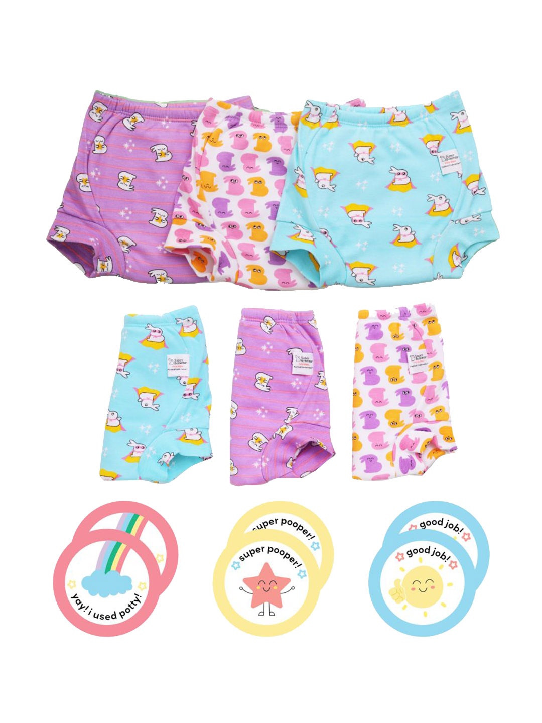 

SuperBottoms Set Of 6 Super DryFeel Layer Padded Potty Training Underwears With Stickers, Multi
