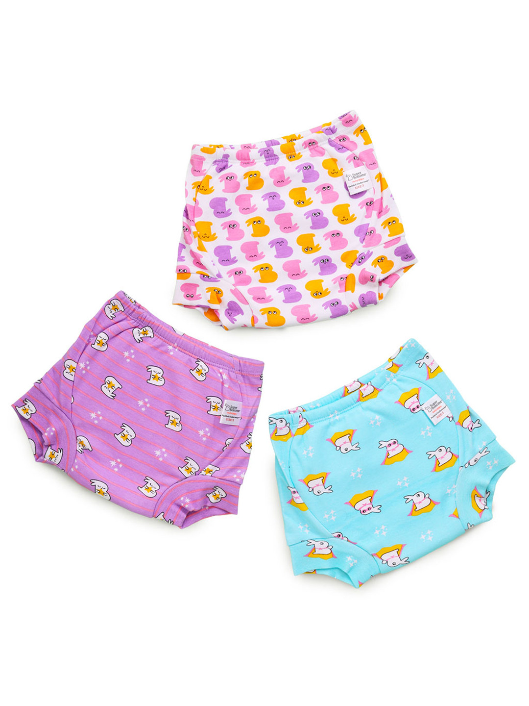 

SuperBottoms Set Of 3 Super DryFeel Layer Pure Cotton Padded Potty Training Underwear, Purple