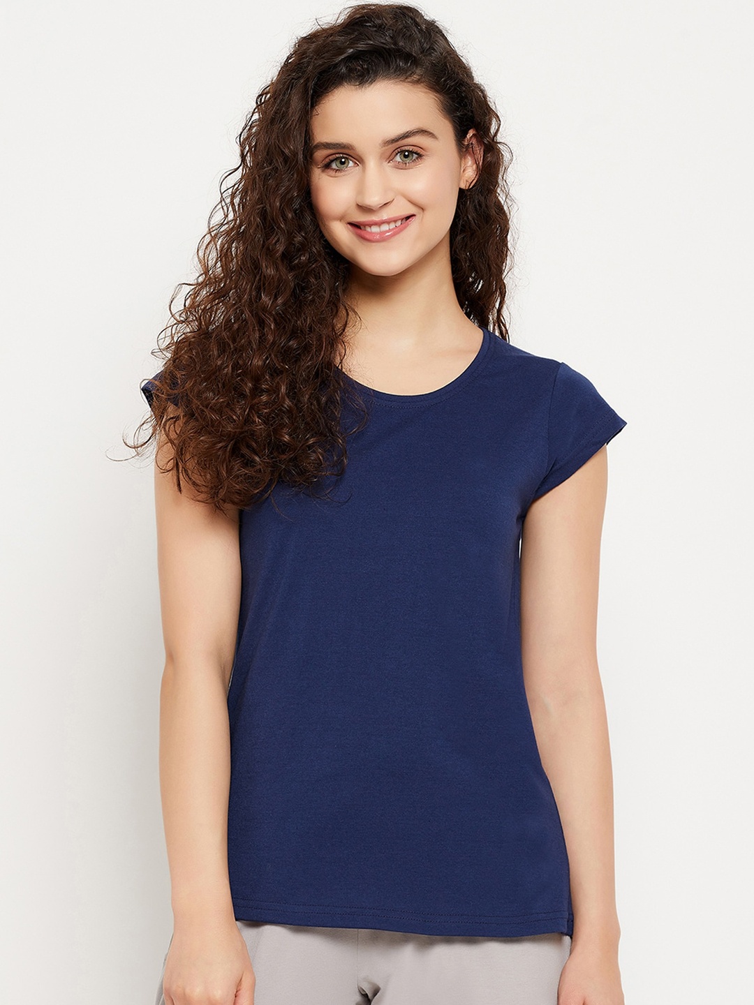 

Clovia Round Neck Cotton Lounge Tshirt, Blue