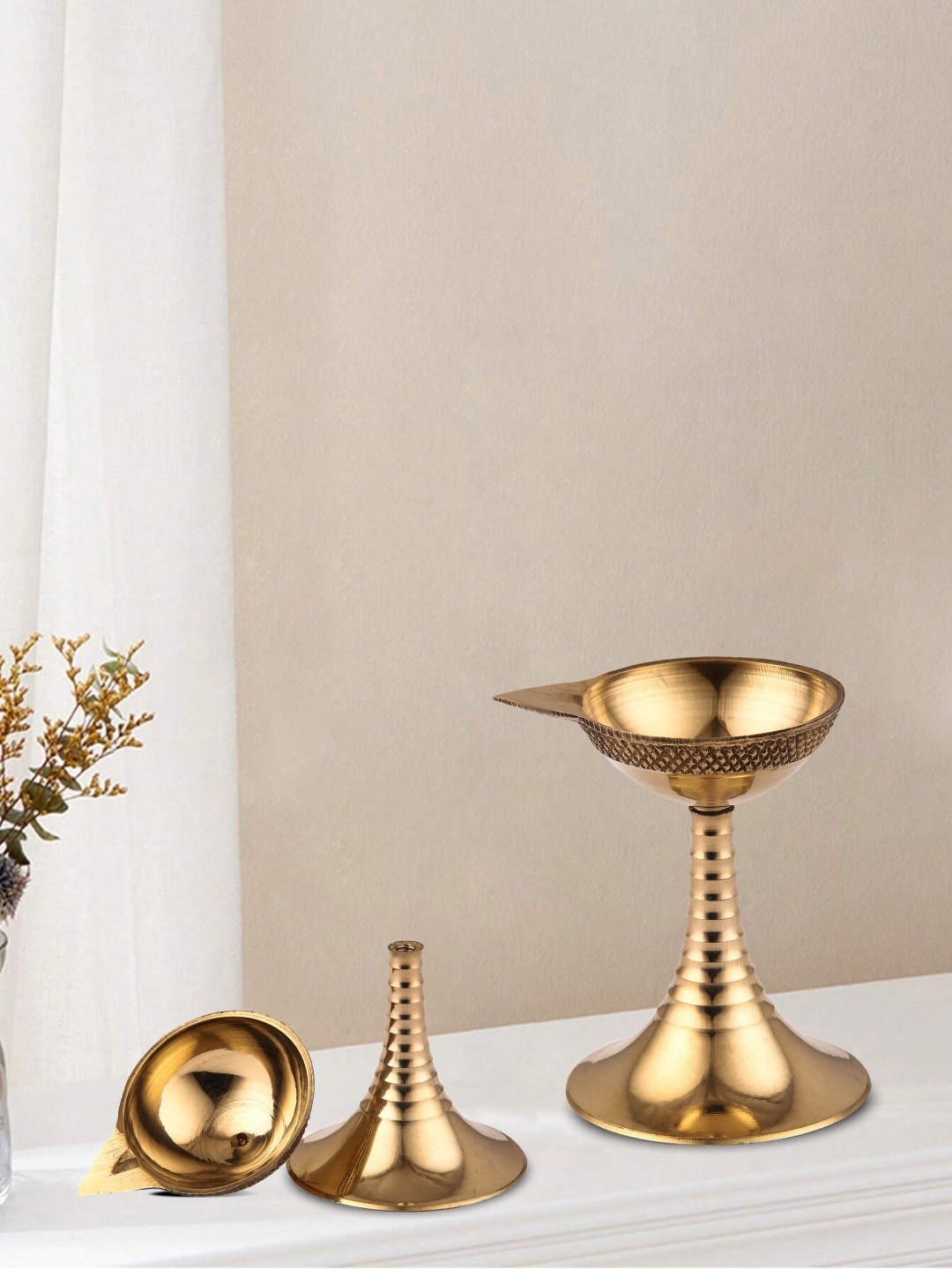 

DOKCHAN Gold-Toned Textured Brass Diya