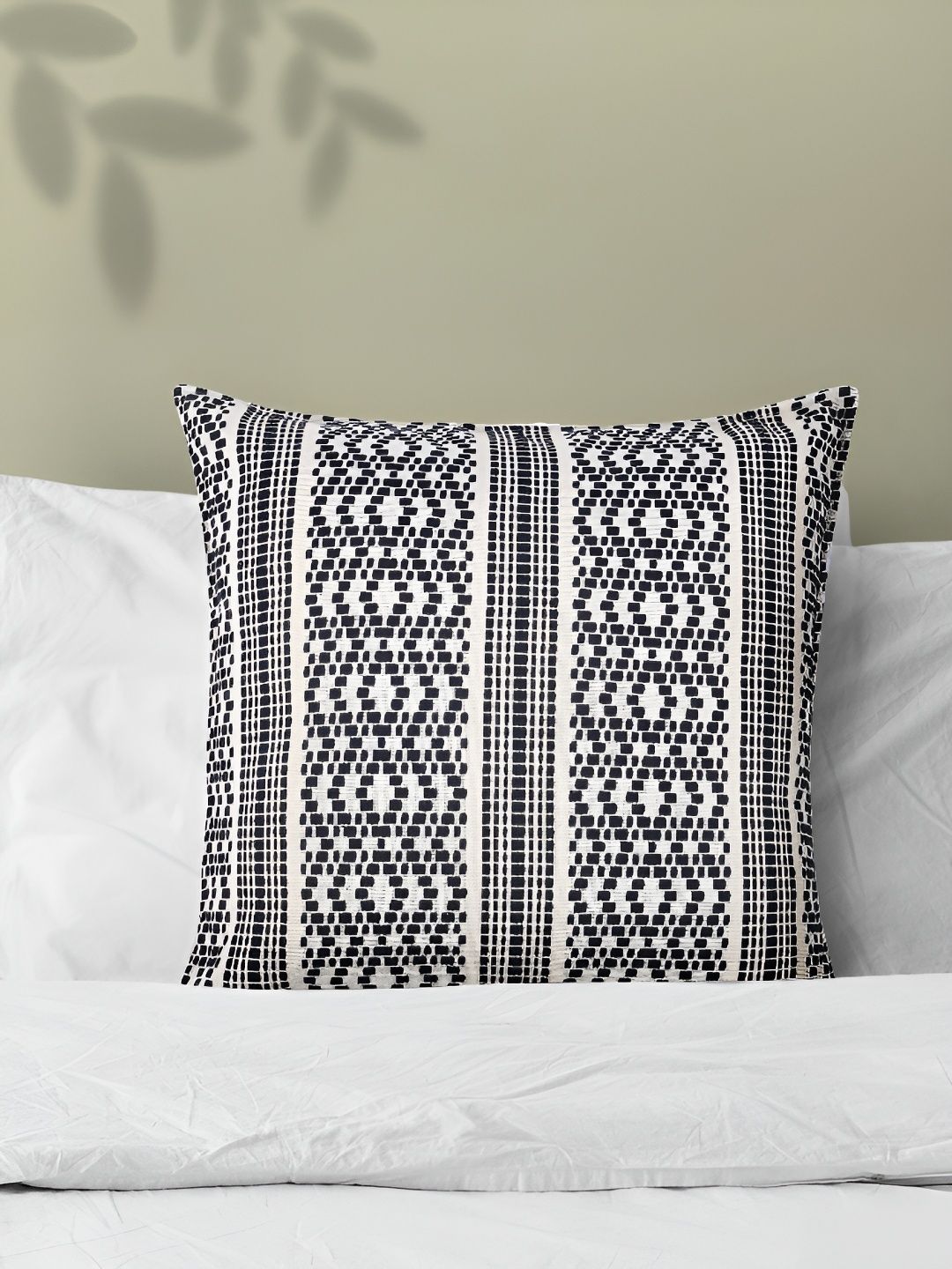 

Fashionhub Black & Beige Geometric Square Textured Cotton Cushion Covers
