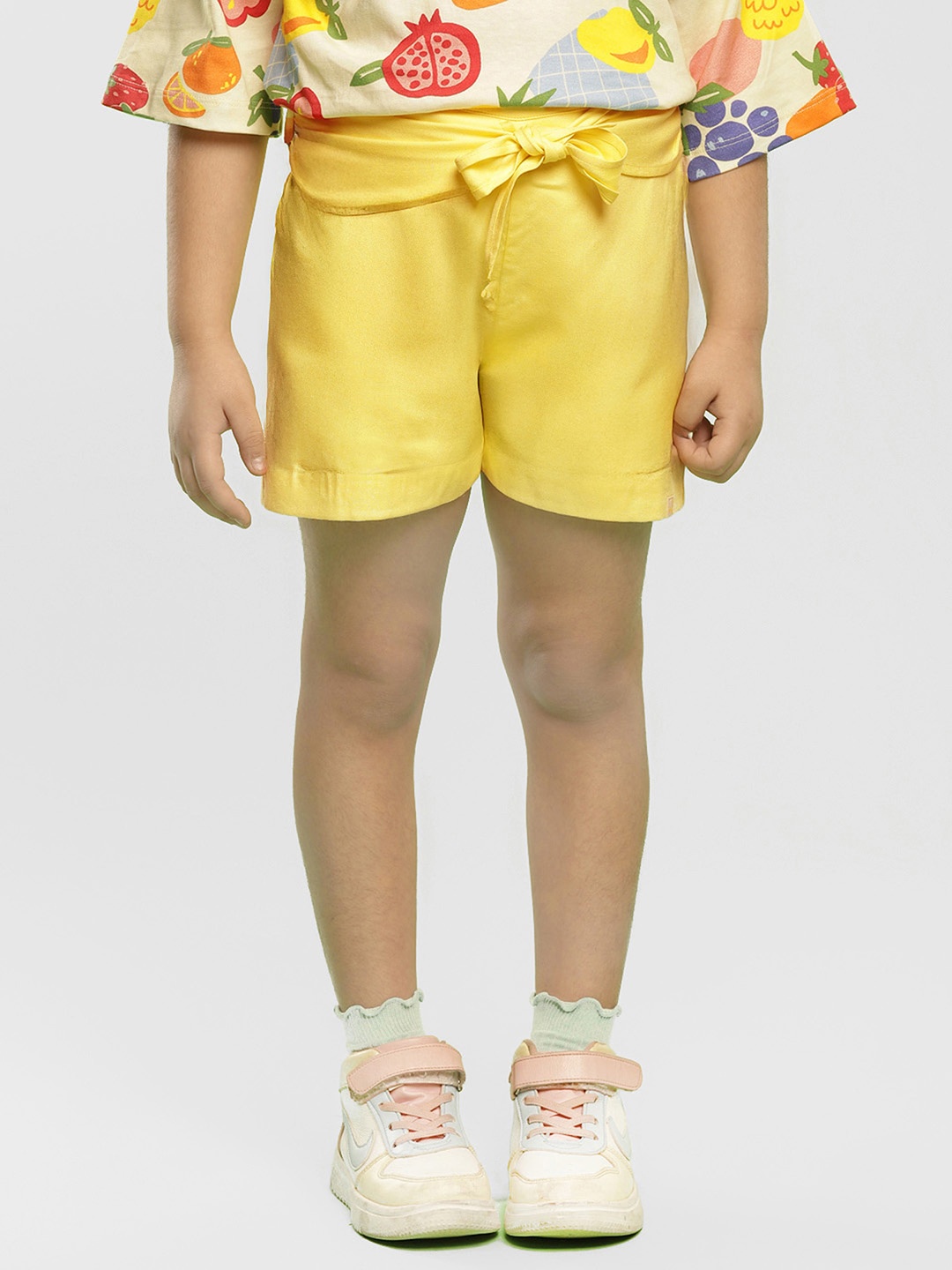 

Somersault Girls Cotton High-Rise Shorts, Yellow