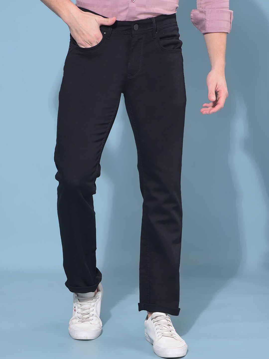 

Crimsoune Club Men Straight Fit Stretchable Jeans, Black