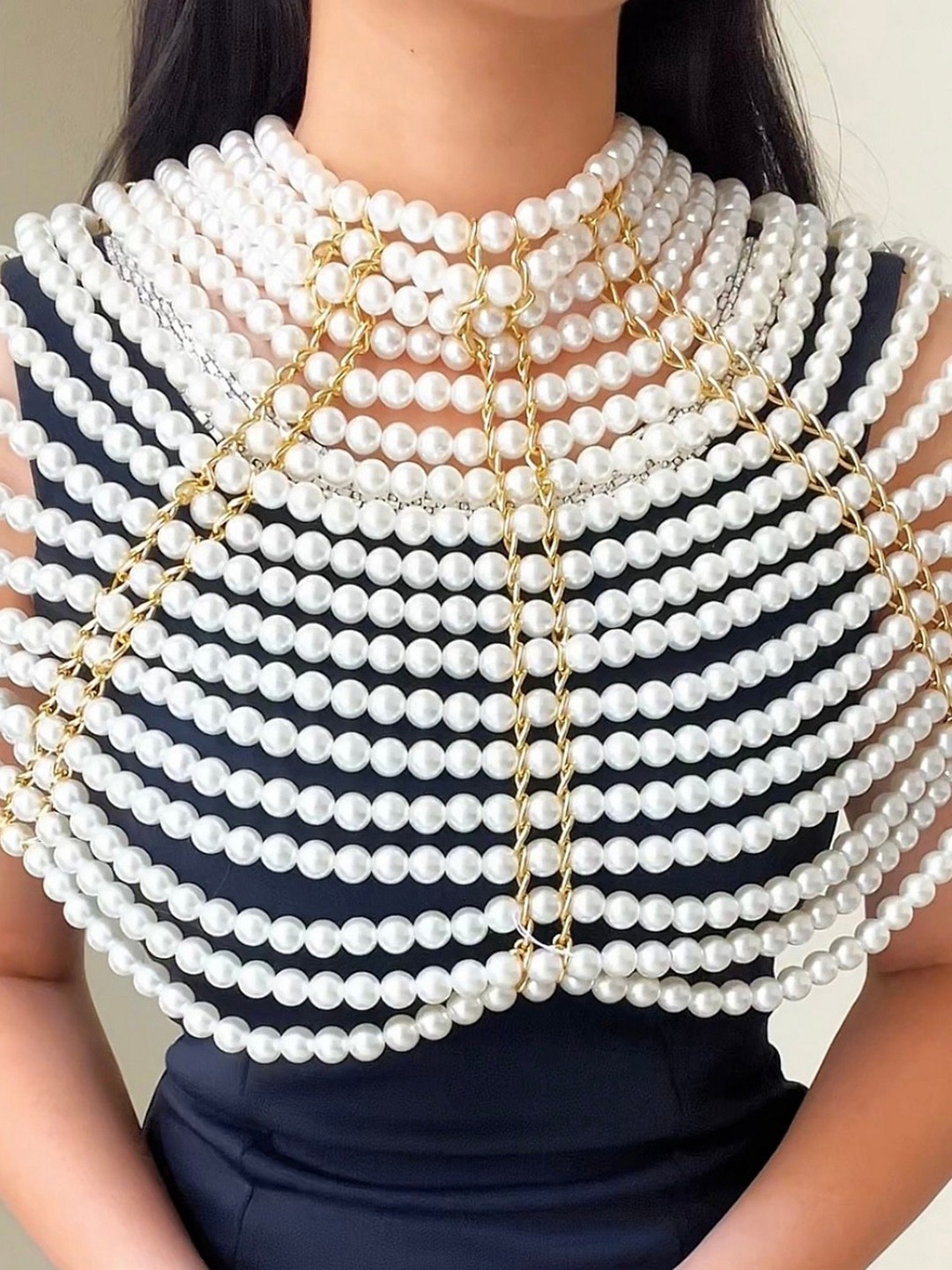 

ISHKAARA Beads-Beaded Body Chain, White