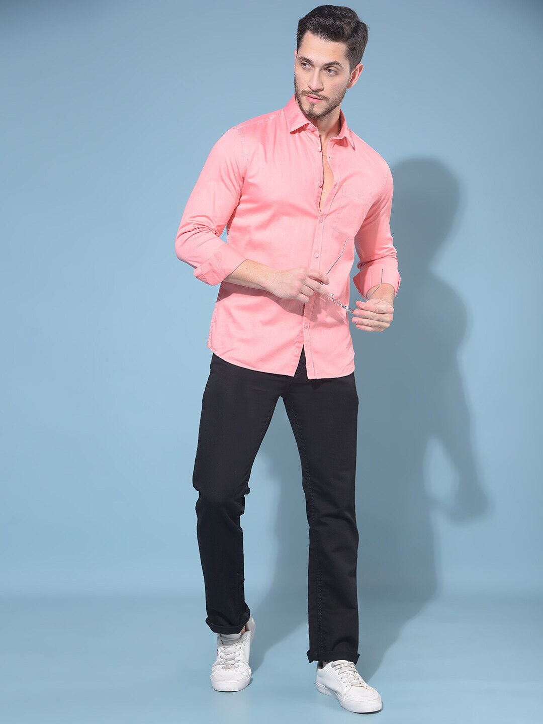 

Crimsoune Club Classic Slim Fit Opaque Casual Shirt, Peach
