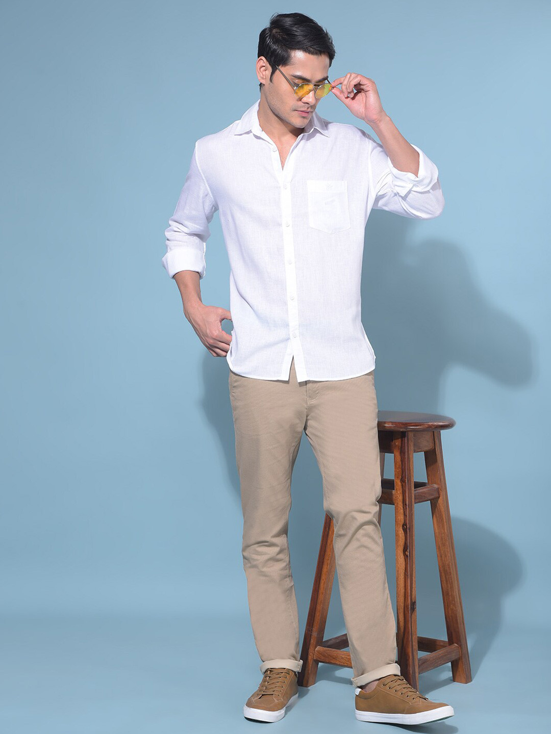 

Crimsoune Club Classic Slim Fit Opaque Casual Shirt, White