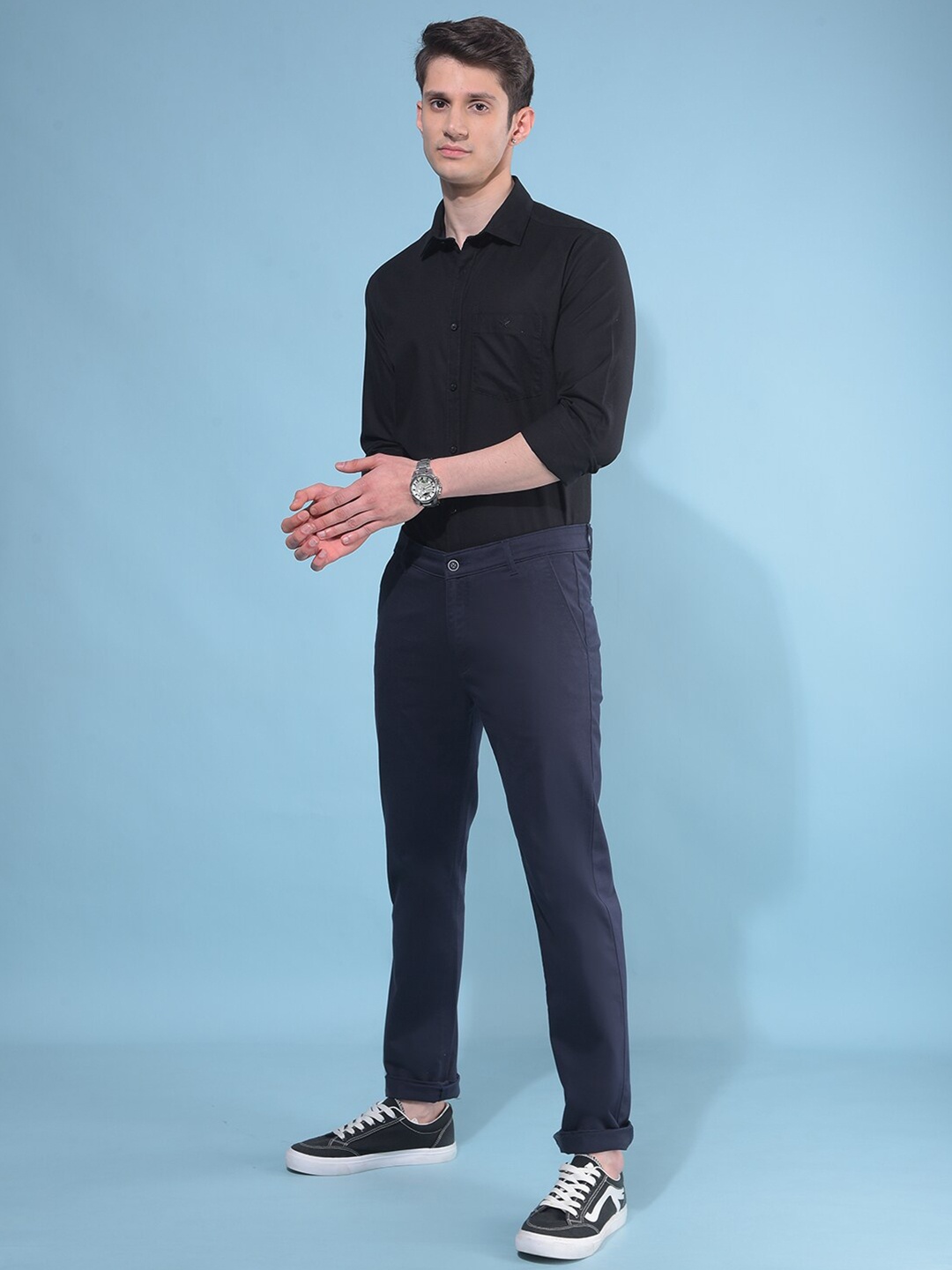 

Crimsoune Club Classic Slim Fit Cotton Casual Shirt, Black