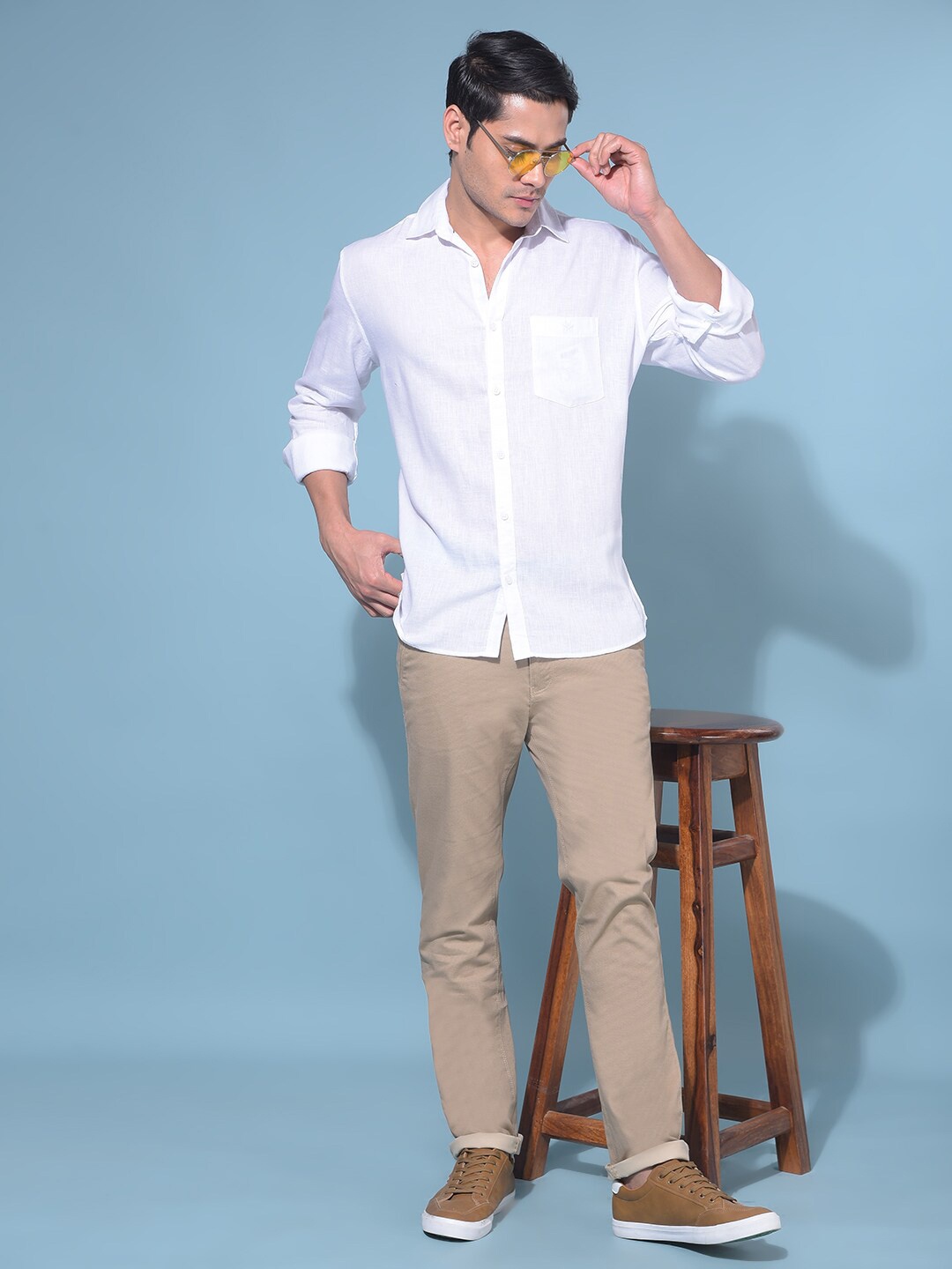 

Crimsoune Club Classic Slim Fit Opaque Cotton Casual Shirt, White
