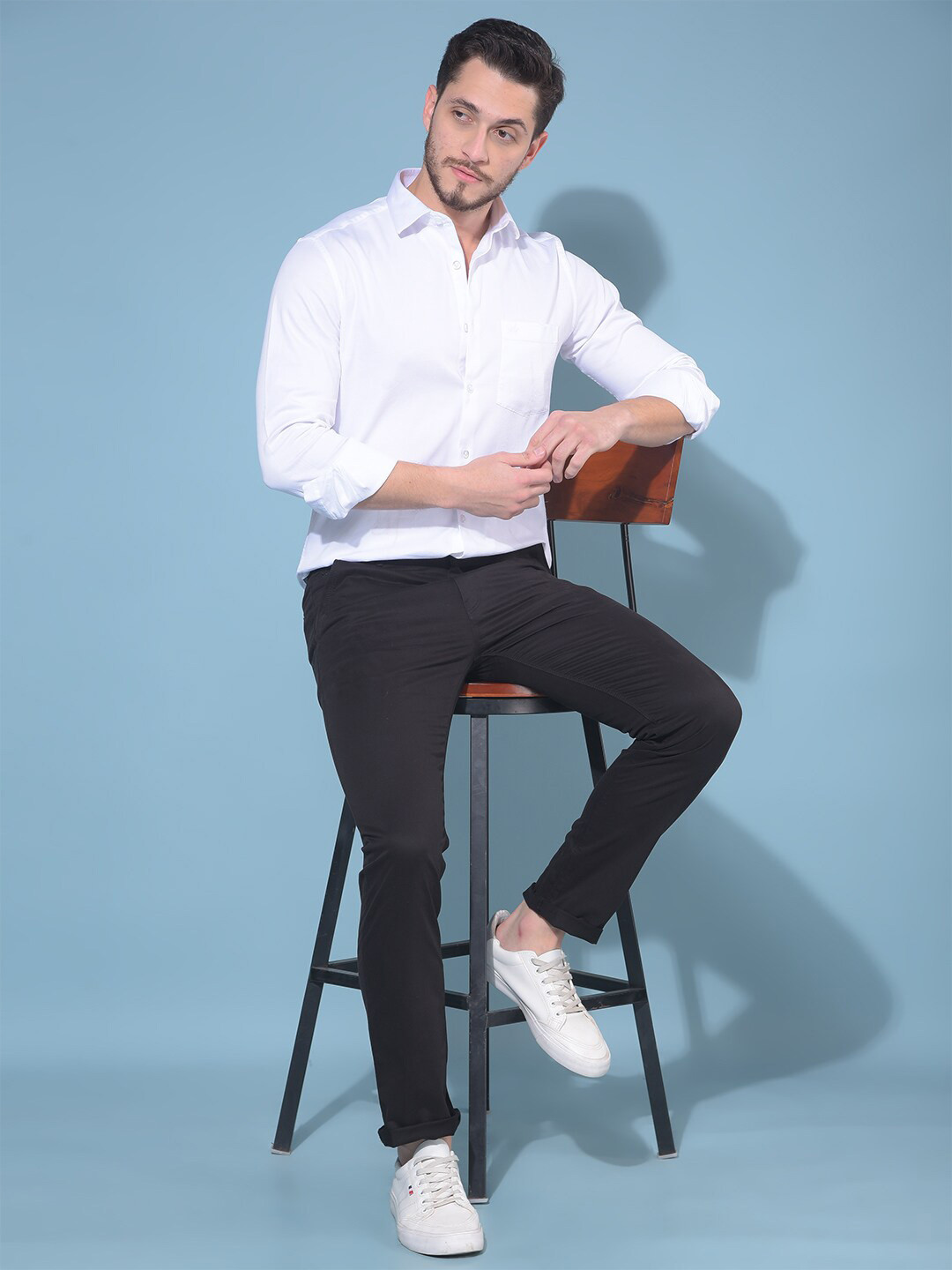 

Crimsoune Club Classic Spread Collar Slim Fit Cotton Casual Shirt, White