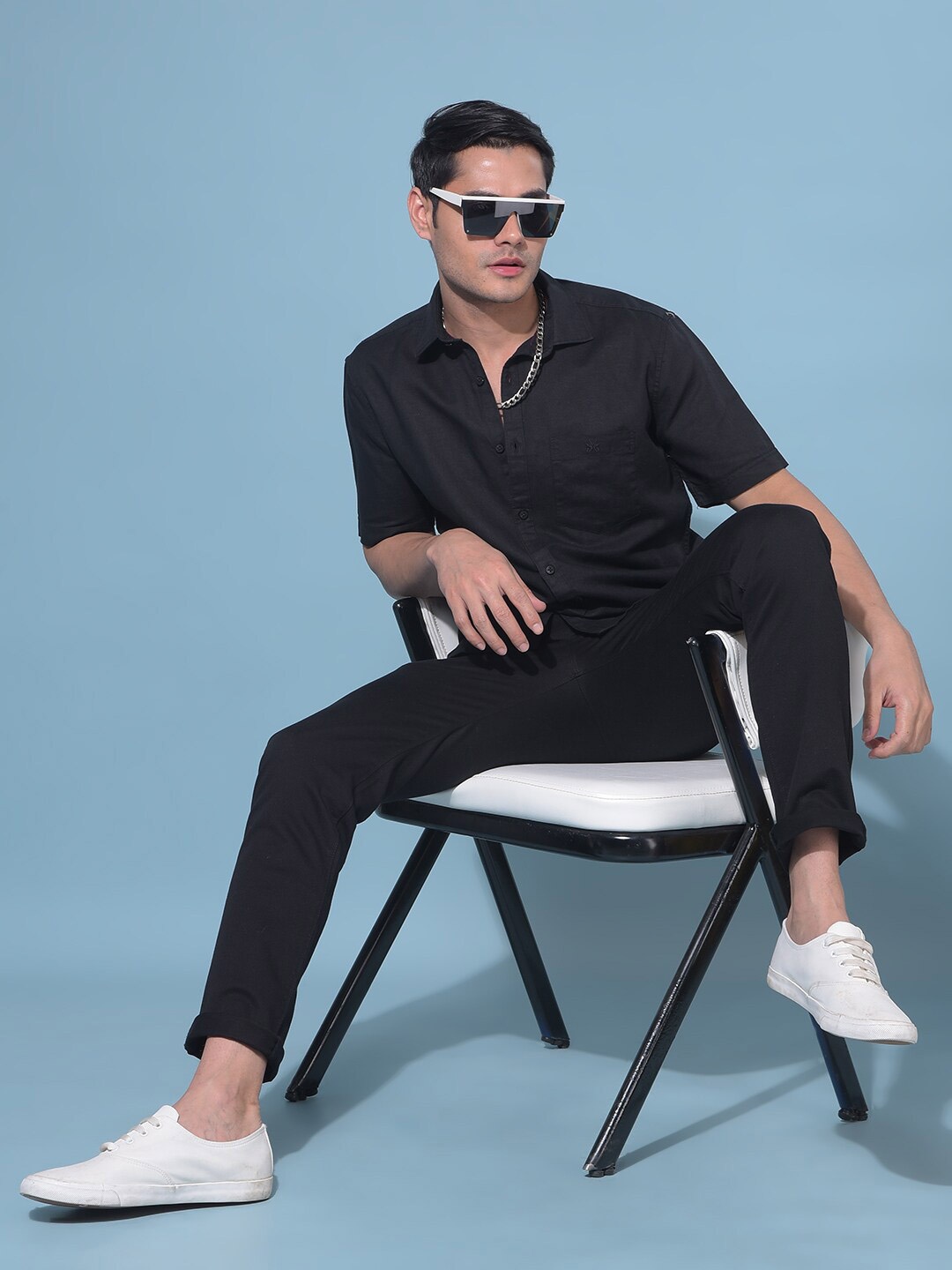 

Crimsoune Club Classic Slim Fit Opaque Casual Shirt, Black