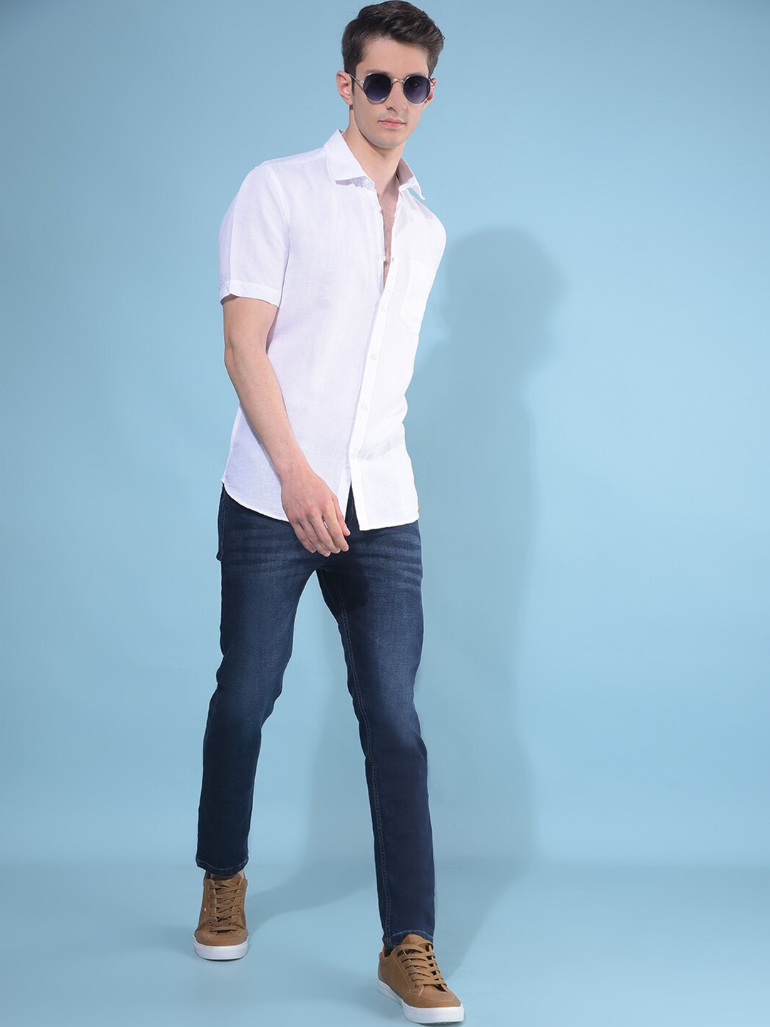

Crimsoune Club Classic Slim Fit Opaque Casual Shirt, White