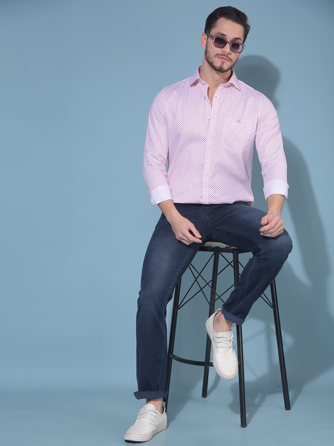 

Crimsoune Club Spread Collar Classic Slim Fit Cotton Opaque Casual Shirt, Pink