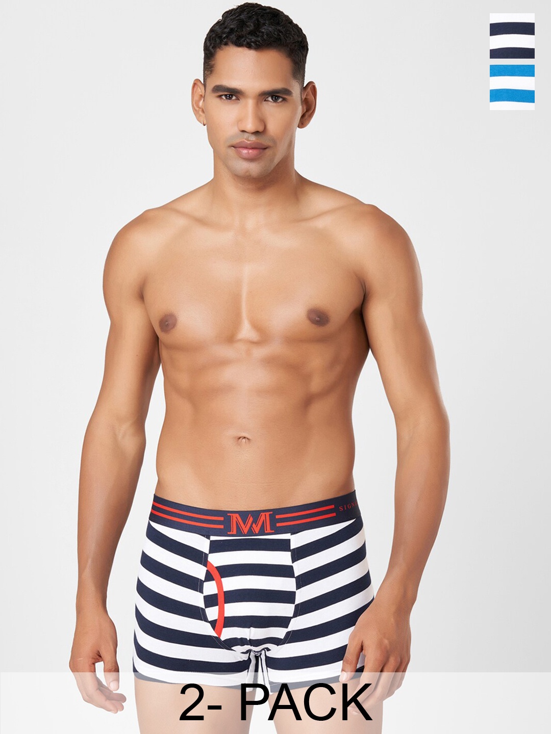 

Macroman M-Series Pack Of 2 Stripe Trunk 8903978418292, White