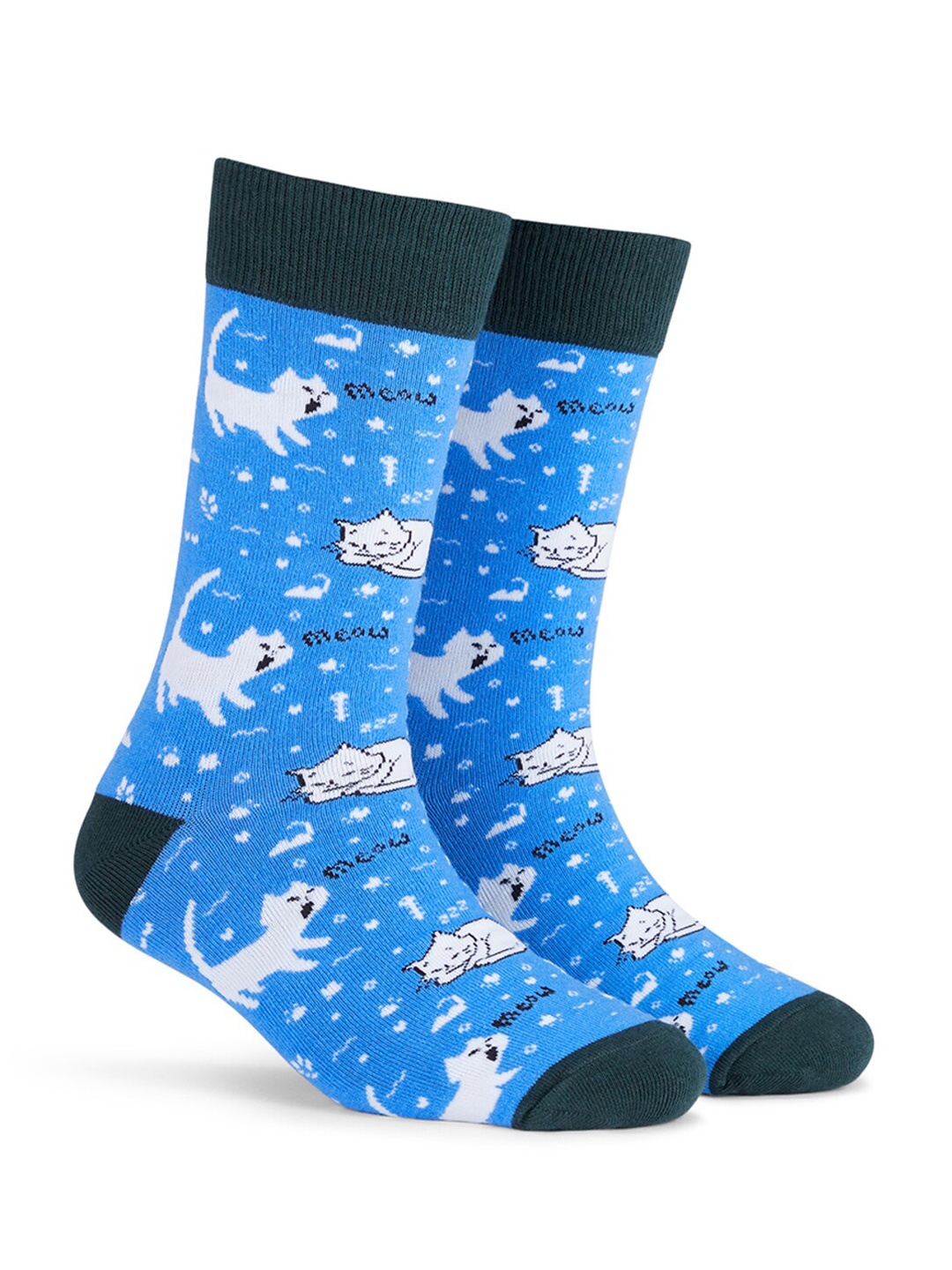 

Dynamocks Unisex Printed Calf Length Socks, Blue