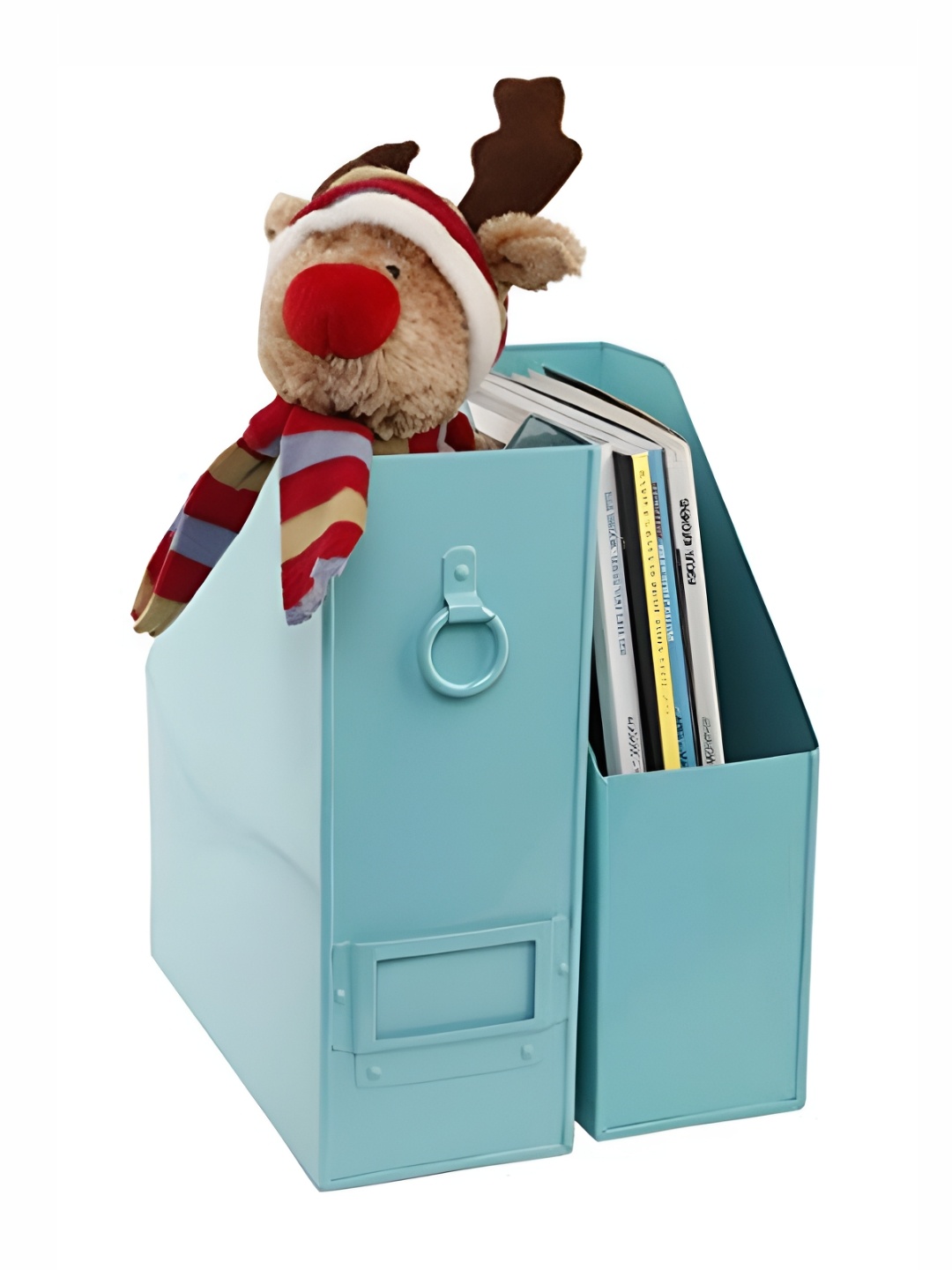 

Living With Elan Aqua Blue 2 Pieces Reusable Metal Magazine Organiser