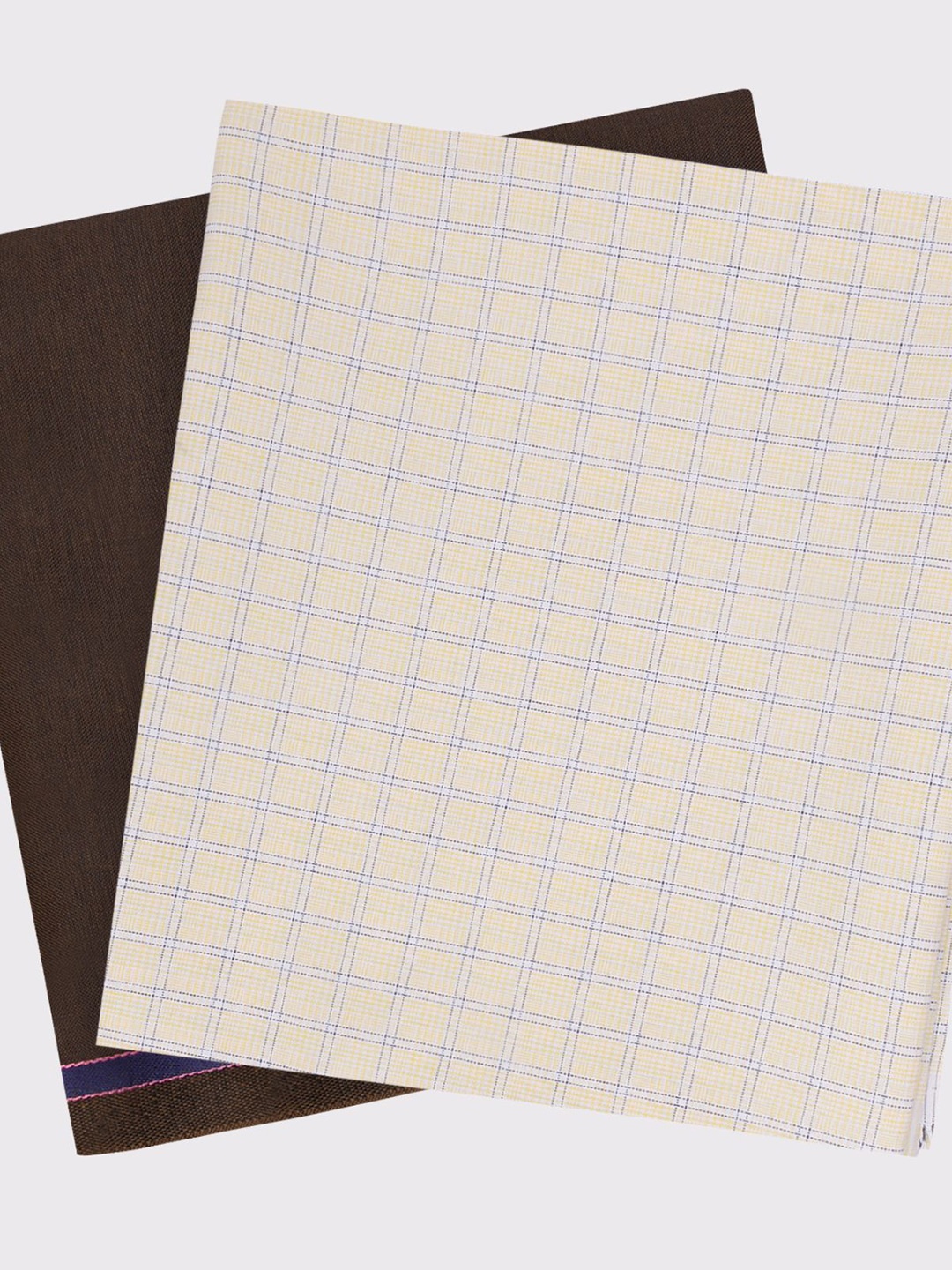 

Maharaja Men Checked Cotton Shirt and Trousers Clothing Fabric, Yellow