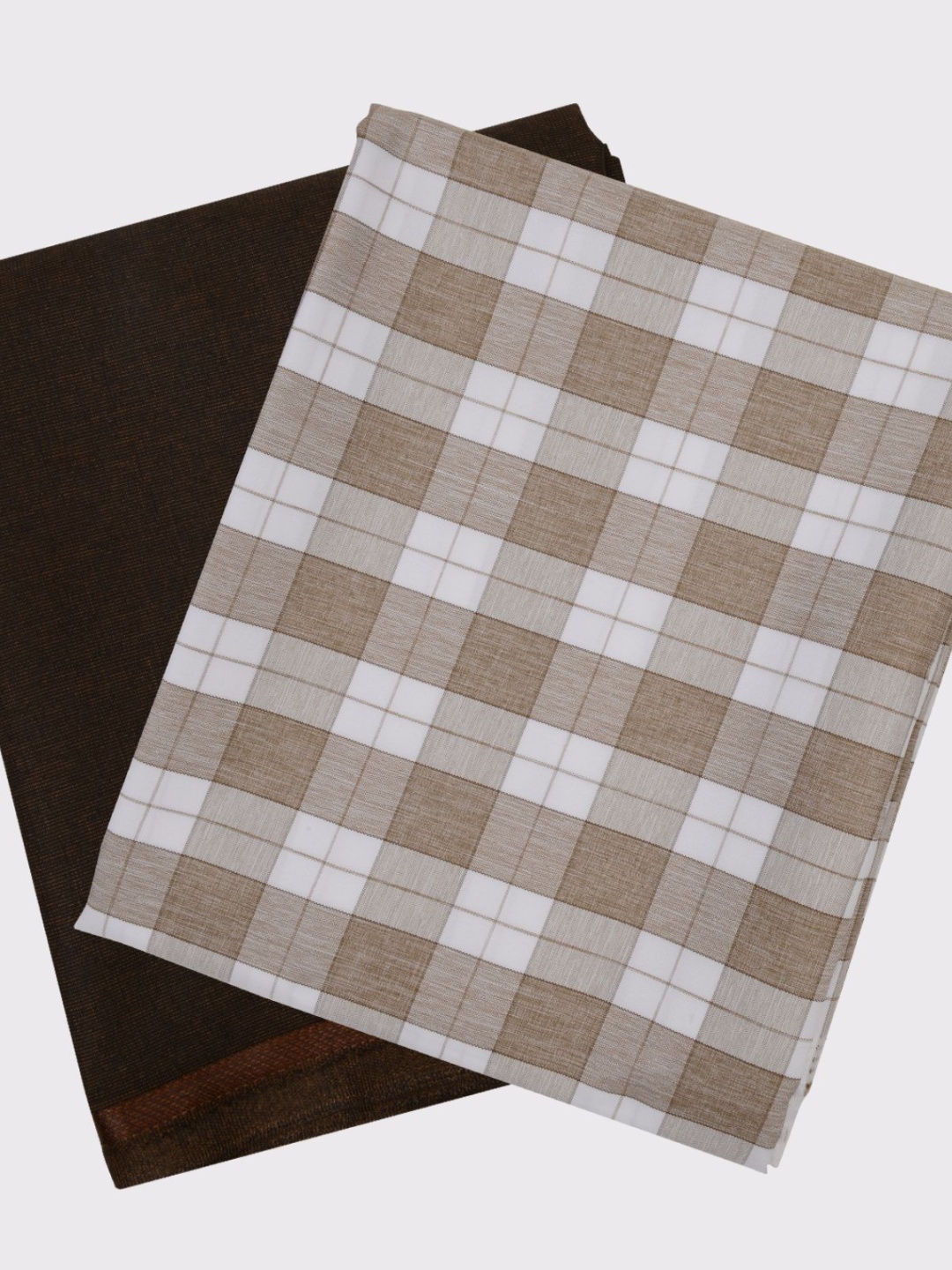 

Maharaja Men Checked Cotton Shirt and Trousers Clothing Fabric, Brown