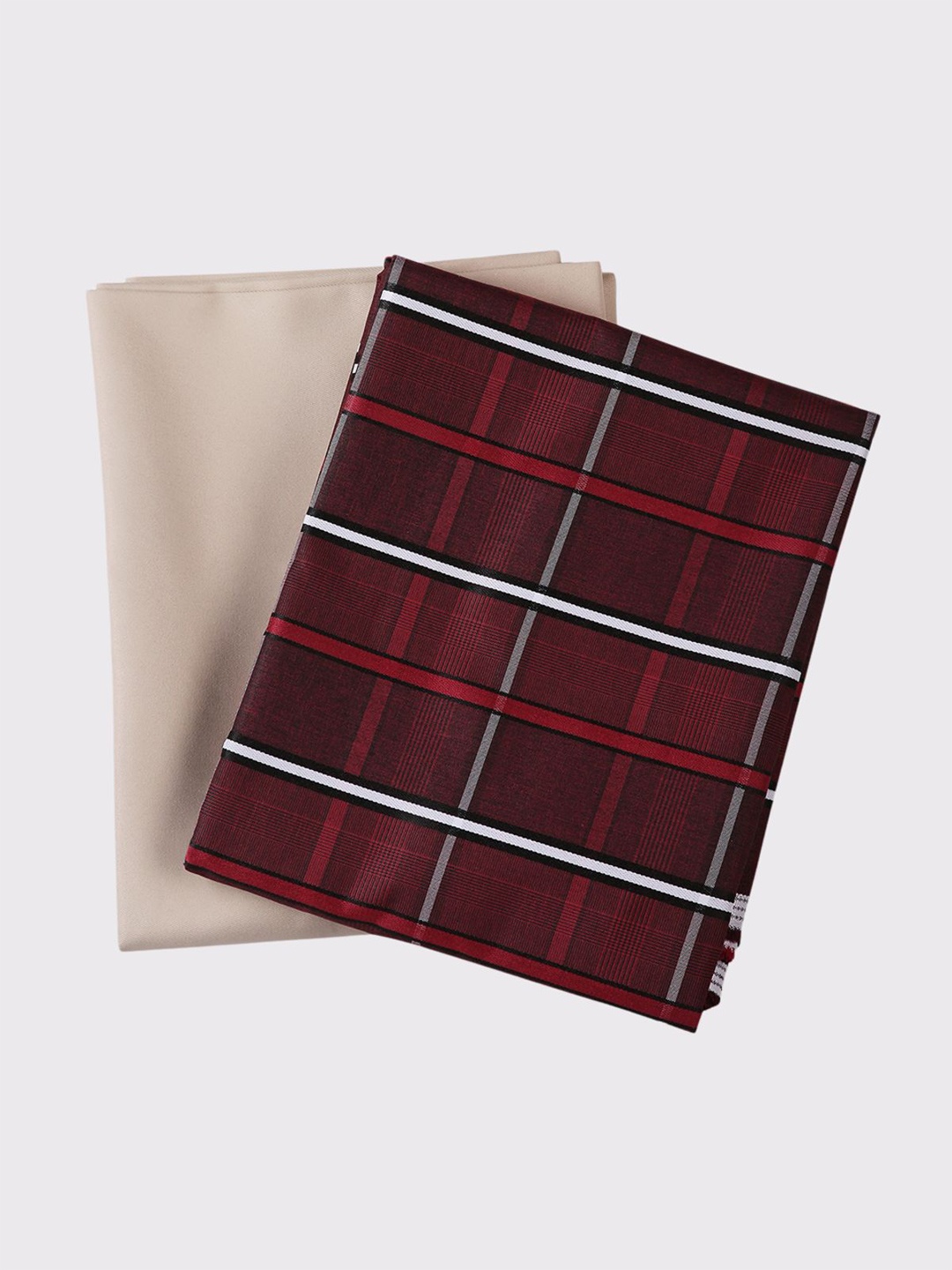 

Maharaja Men Checked Shirt and Trousers Clothing Fabric, Red