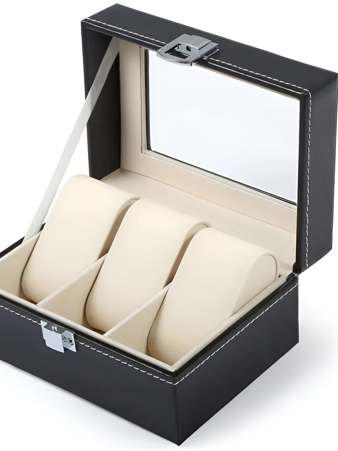 

Awestuffs Black Water Resistant Watch Display Case Box Organizer