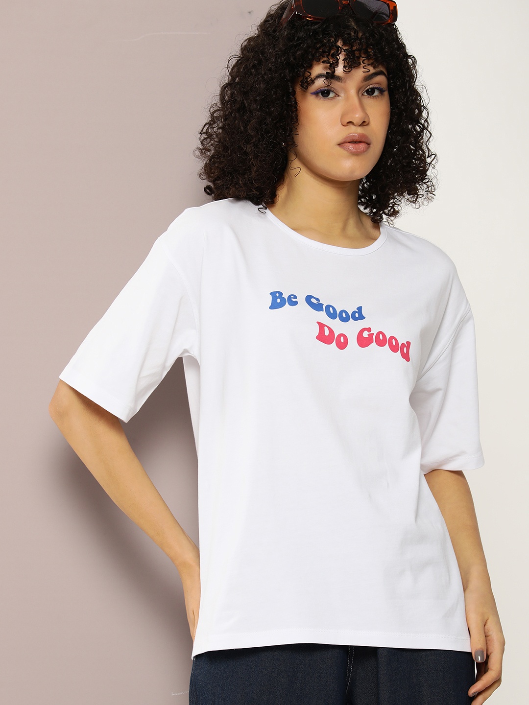 

Kook N Keech Typography Printed Drop-Shoulder Sleeves Pure Cotton T-shirt, White