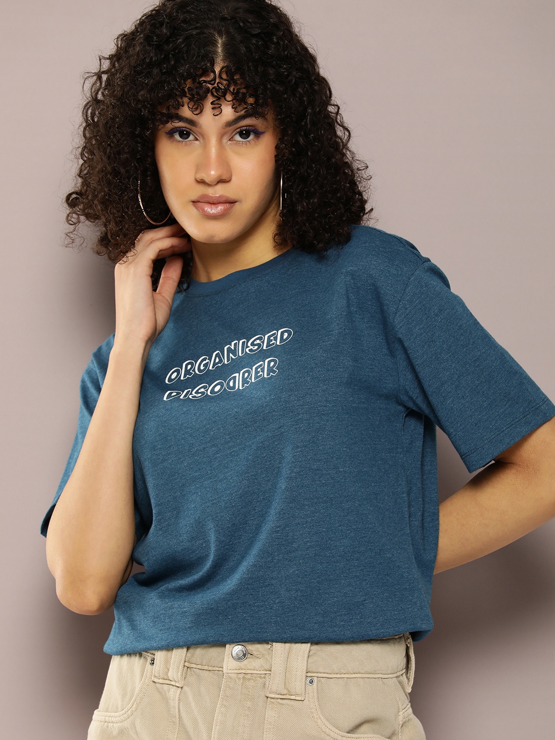 

Kook N Keech Typography Printed Drop-Shoulder Sleeves T-shirt, Teal