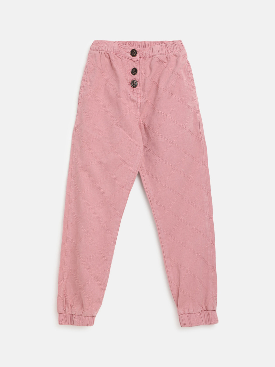 

TALES & STORIES Girls Regular Fit Mid-Rise Cotton Joggers Trousers, Pink