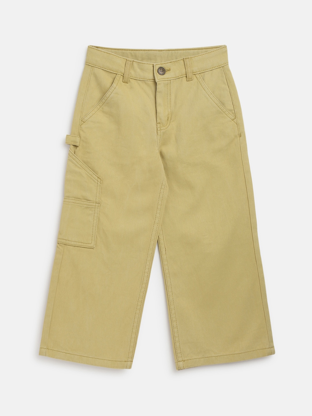 

TALES & STORIES Girls Regular Fit Mid-Rise Cotton Trousers, Yellow