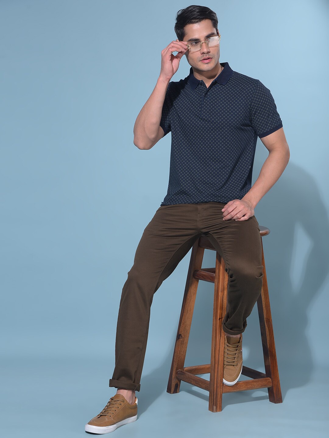 

Crimsoune Club Geometric Polo Collar Slim Fit T-shirt, Navy blue