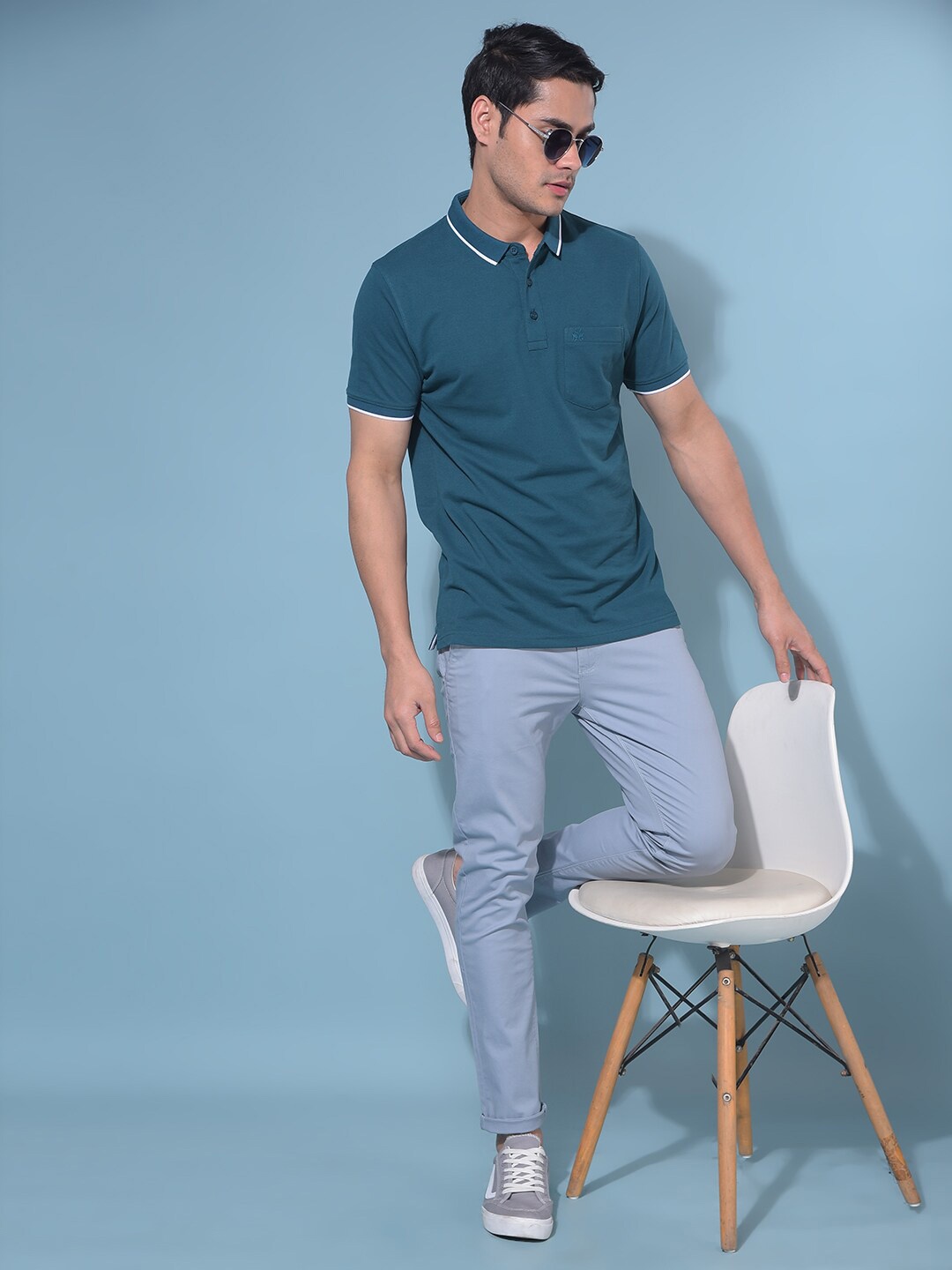 

Crimsoune Club Polo Collar Short Sleeves Cotton Slim Fit T-shirt, Green