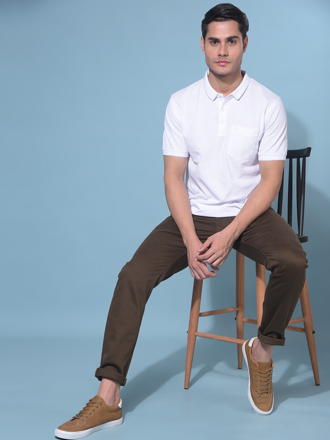 

Crimsoune Club Polo Collar Cotton Slim Fit T-shirt, White