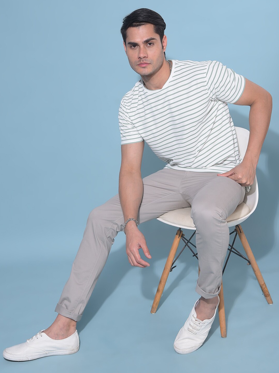 

Crimsoune Club Striped Slim Fit Cotton T-shirt, Green