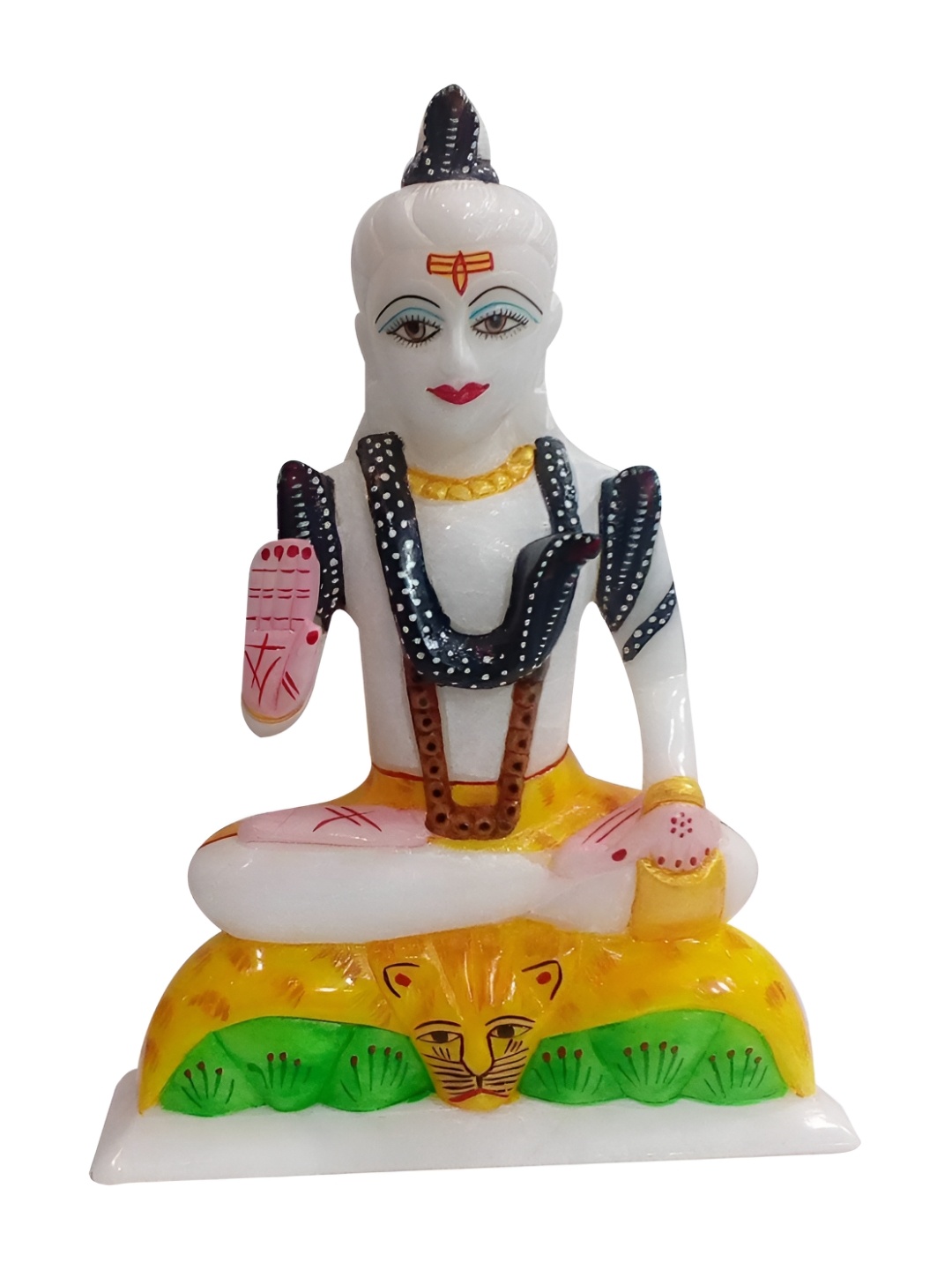 

INDIA MEETS INDIA White & Yellow Lord Shiva Idol Showpiece