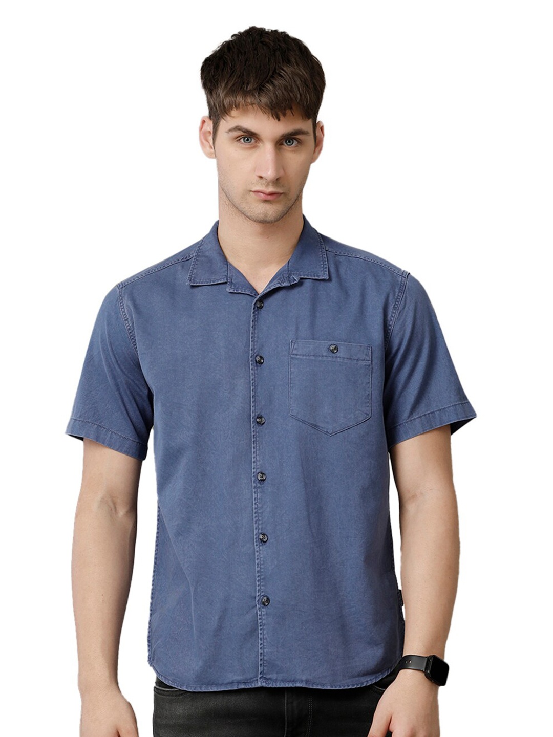 

Voi Jeans Comfort Spread Collar Casual Shirt, Blue