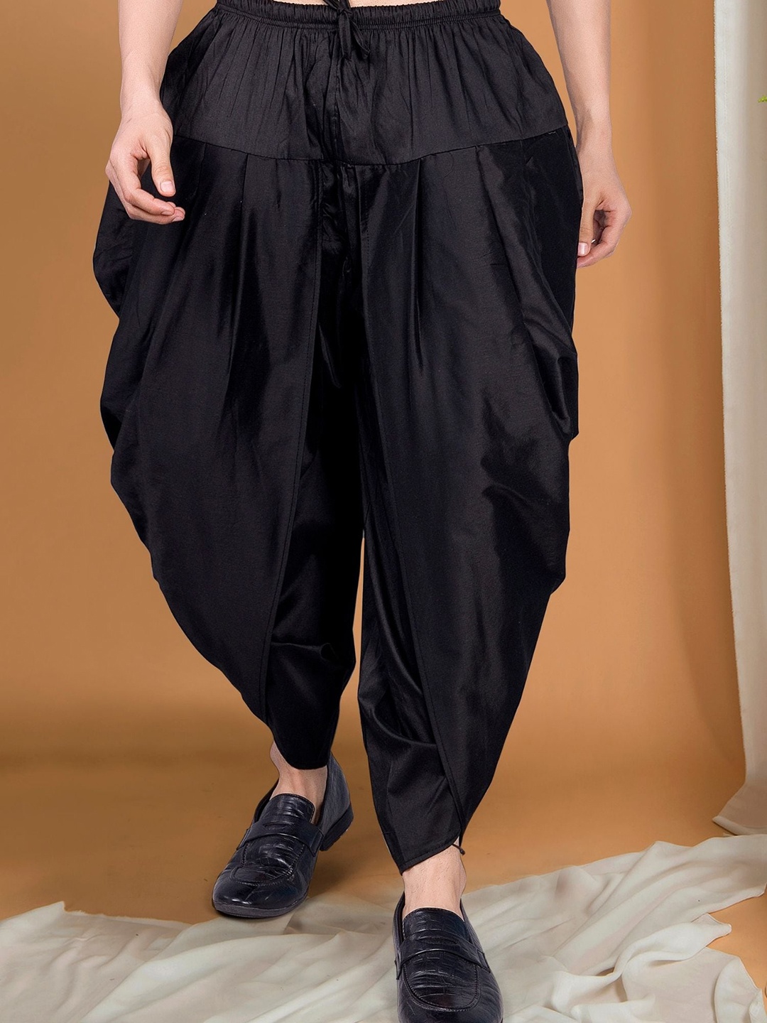 

SHIWAM ETHNIX Mid-Rise Silk Dhoti, Black
